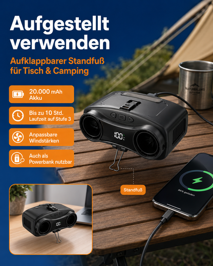 ClipCool - Tragbarer Taillenventilator mit Akku – Starker Mehrstufen-Wind
