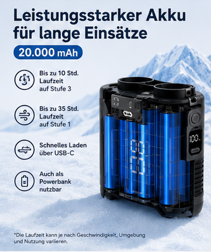 ClipCool - Tragbarer Taillenventilator mit Akku – Starker Mehrstufen-Wind