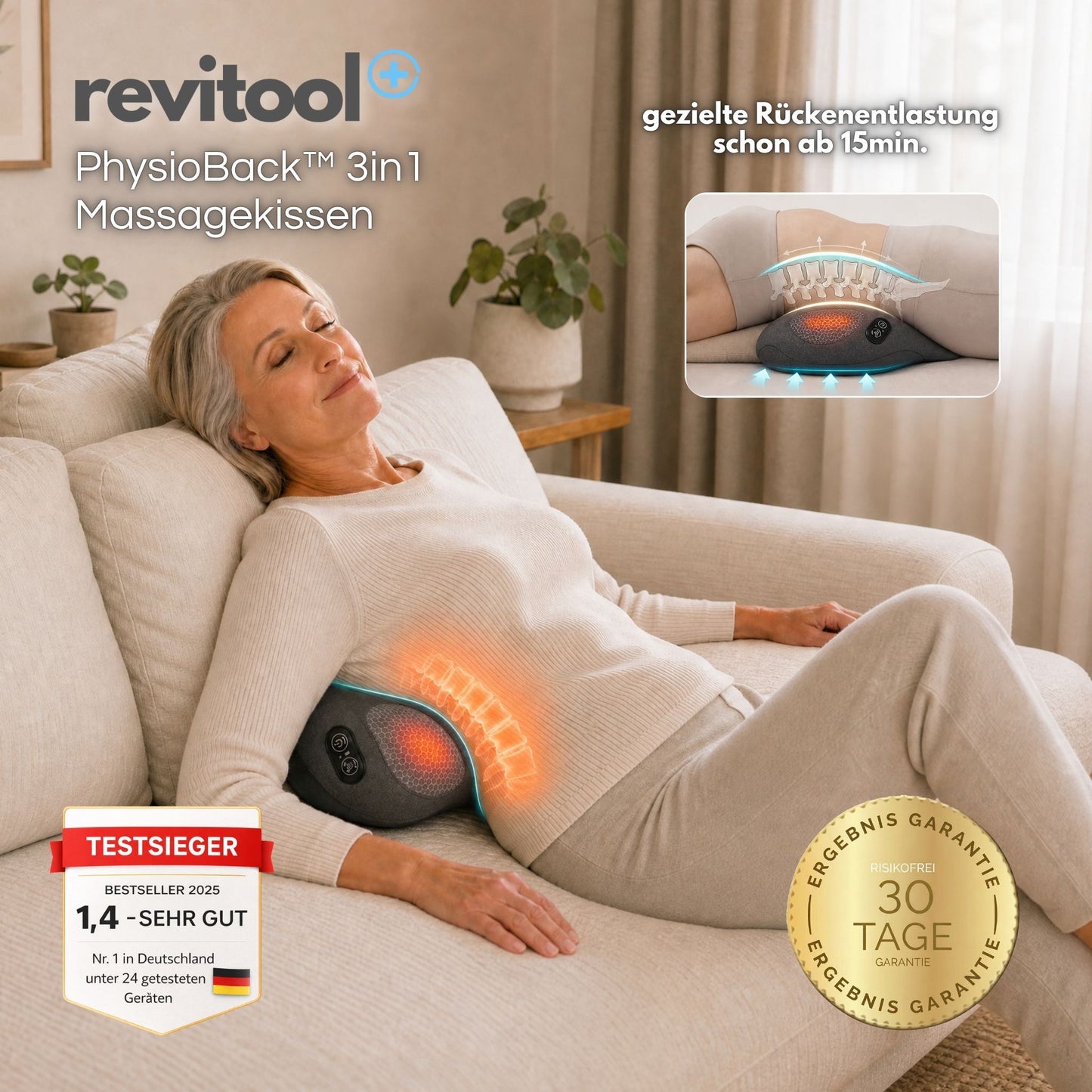 PhysioBack™ 3in1 Rücken Massagekissen - NEU!